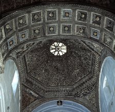 Mudejar coffered ceiling and dome of the church of St. Nicholas of Bari in Madrigal de las Altas …