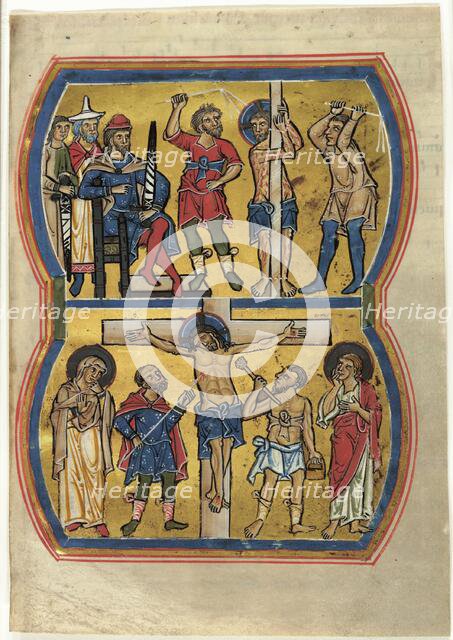 The Flagellation and The Crucifixion, from a Psalter, about 1239. Creator: Unknown.