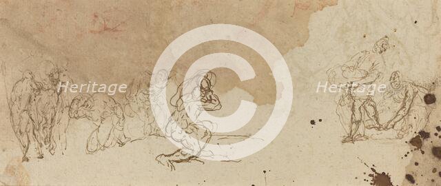 Studies of Figures for an Adoration of the Magi [verso]. Creator: Donato Creti.
