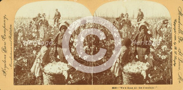 We'se done all dis's Mornin'." [Girls with basket of cotton in the field], (1868-1900?). Creator: Unknown.