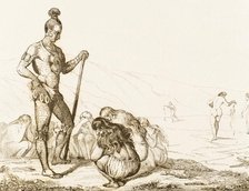 Mourning and supplication of the Indian warriors' widows, 16th century, (1841).  Creator: Unknown.