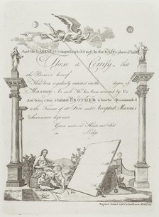Masonic Certificate, 1796 (printed 1954). Creator: Paul Revere.