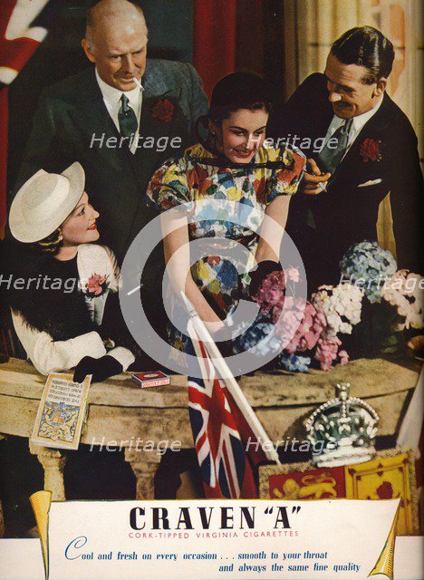 'Craven A Cork-Tipped Virginia Cigarettes', 1937. Artist: Unknown.