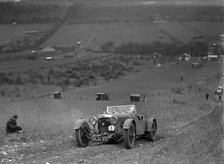 Aston Martin Sports competing in the London Motor Club Coventry Cup Trial, Knatts Hill, Kent, 1938. Artist: Bill Brunell.