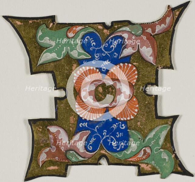 Decorated Initial "I" with Leaves from a Choir Book, 14th century or modern, c. 1920. Creator: Unknown.
