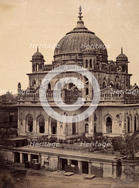 Lucknow, India: the tomb of Shahadut Allee in the Kaiser Bagh palace, showing damage done..., c1858. Creator: Felice Beato.