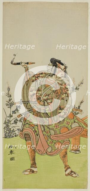 The Actor Ichikawa Danzaburo II as Usui no Sadamitsu (?) in the Play Edo Katagi Hikeya..., c. 1772. Creator: Shunsho.