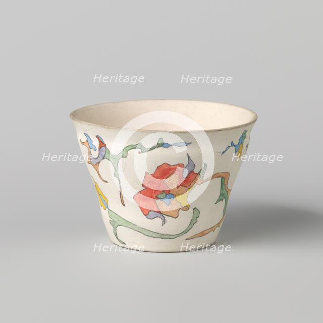 Cup without handle, polychrome painted with watercolour, c.1920-c.1922. Creator: Plateelbakkerij Zuid-Holland.
