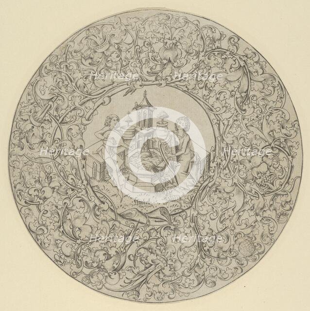 Garden of Love, Within Large Ornamented Circular Frame. Creator: Israhel van Meckenem.