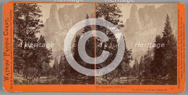 The Sentinel, 3270 feet, Yosemite Valley, Mariposa County, Cal., 1861/76. Creator: Carleton Emmons Watkins.