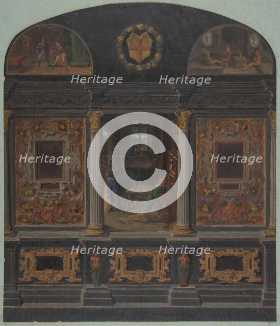 Design for painted wall decoration in the Chateau de Lude, Sarthe, second half 19th century. Creators: Jules-Edmond-Charles Lachaise, Eugène-Pierre Gourdet.