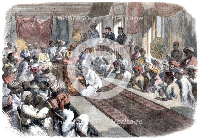 'Sale at Calcutta of valuable government presents and Lucknow jewels', 1860. Artist: Unknown