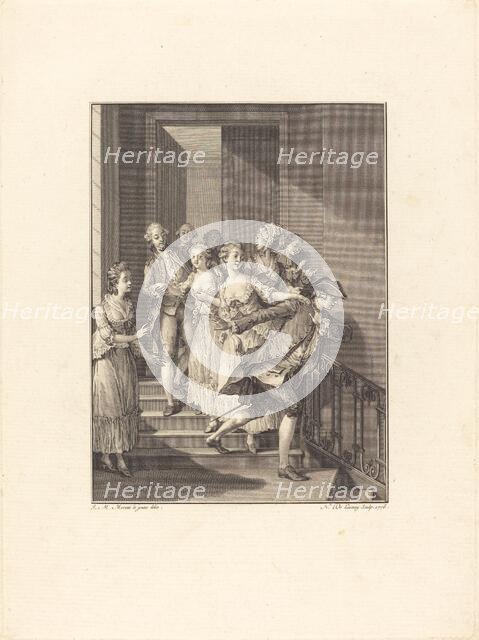 Saint-Preux sort de chez des femmes du monde, 1776. Creator: Nicolas Delaunay.