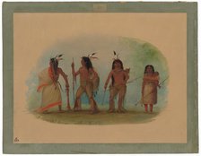 Four Apachee Indians, 1855/1869. Creator: George Catlin.