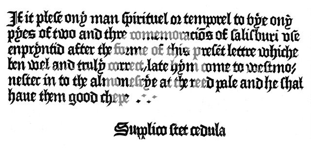 Advertisement for a book printed by William Caxton, 15th century (1893). Artist: Unknown