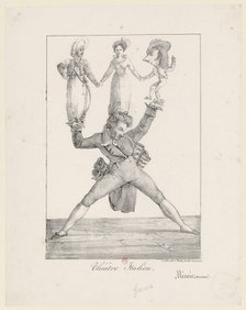Théâtre Italien. Rossini soutenant Manuel Garcia dans Otello, Mme Fodor dans Rosine et..., 1821. Creator: Delacroix, Eugène (1798-1863).