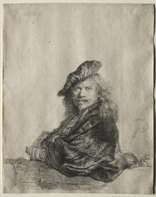 Self-Portrait Leaning on a Stone Sill, 1639. Creator: Rembrandt van Rijn (Dutch, 1606-1669).