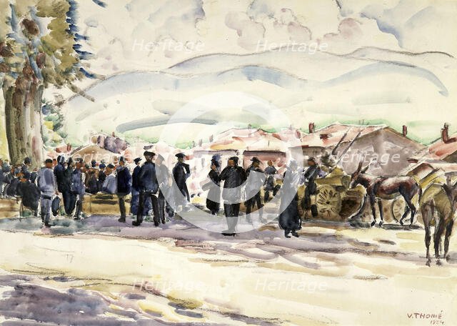 Market in the Pyrenees, 1934. Creator: Verner Thome.