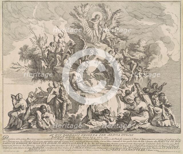 The Prima Macchina for the Chinea of 1739: Mount Parnassus with Apollo, the Muses, and pegasus. Creator: M Sorello.