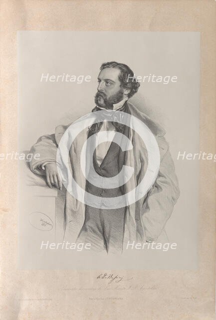 Portrait of the Opera singer Achille De Bassini (1819-1881) , 1854. Creator: Kriehuber, Josef (1800-1876).