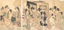 Ladies Surrounding a Cart. Creator: Utamaro II.