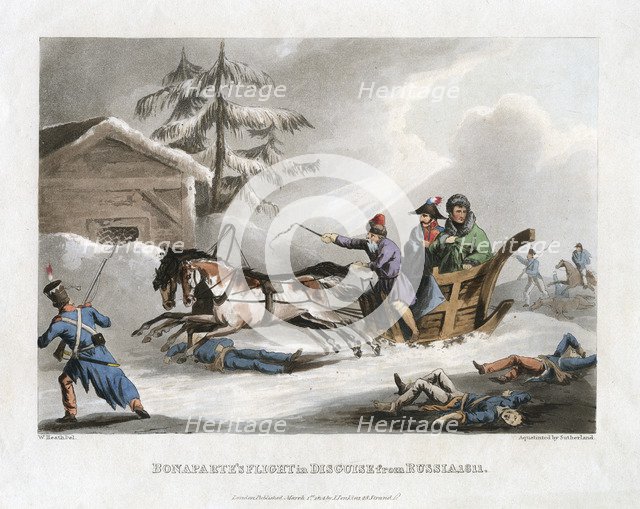 'Bonaparte's Flight in Disguise from Russia, 1811', 1814. Artist: Sutherland