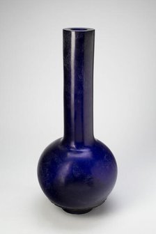 Large Blue Glass Bottle Vase, Qing dynasty (1644-1911), 19th century. Creator: Unknown.