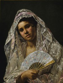 Spanish Dancer Wearing a Lace Mantilla, 1873. Creator: Mary Cassatt.