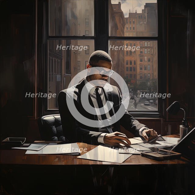 AI IMAGE - Portrait of Malcolm X, 1960s, (2023). Creator: Heritage Images.