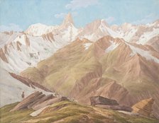 View of the Massif of Mont Blanc near the "Petit Jorasse, Grand Jorasse, le..., late 18th-19th centu Creator: Jean-Antoine Linck.