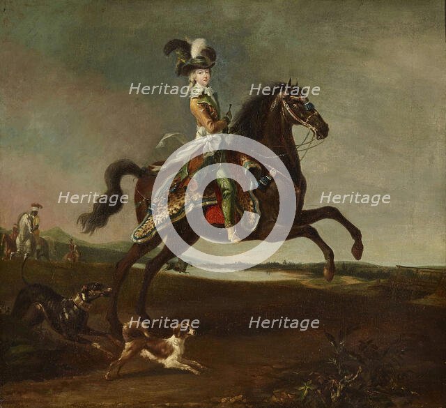 Equestrian Portrait of Marie Antoinette (1755-1793), Archduchess of Austria and Queen of..., 1783. Creator: Brun de Versoix, Louis-Auguste (1758-1815).