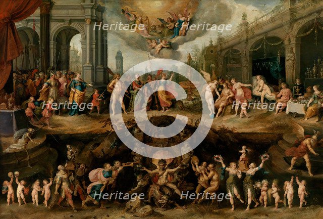 Man Having to Choose between the Virtues and Vices, 1635. Artist: Francken, Frans, the Younger (1581-1642)