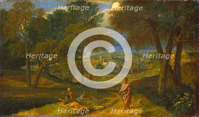 Southern Landscape with Resting Figures at a Lake, c1670s. Creator: Francisque Millet.