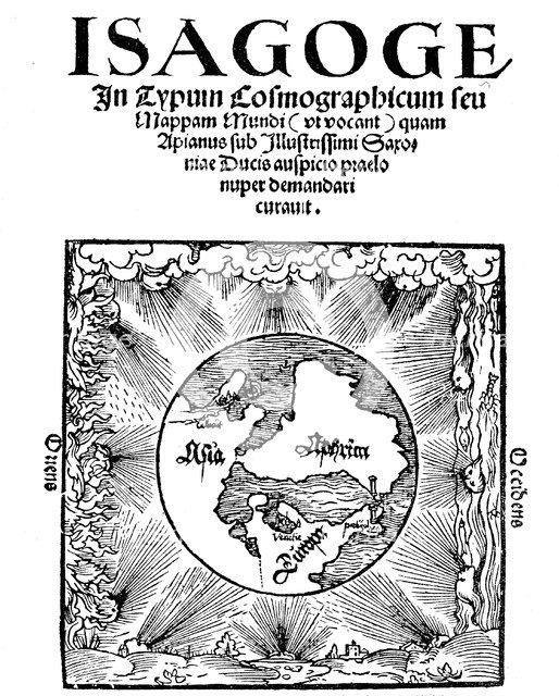 Title page of Isagoge in Typum Cosmographicum seu Mappam Mundi by Peter Apian, 1523. Artist: Unknown
