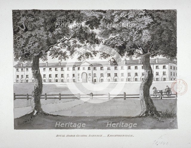 View of the Royal Horse Guards Barracks, Knightsbridge, Westminster, London, c1796. Artist: Anon