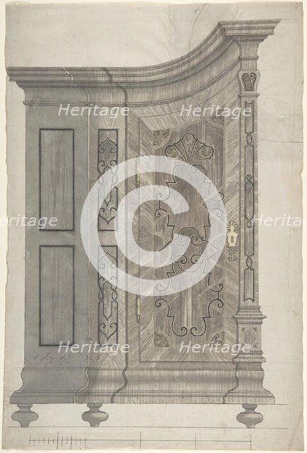 Design for a Concave Corner Cabinet (Possibly Part of a Larger Wall-Covering Unit), c1730-40 . Creator: Anon.