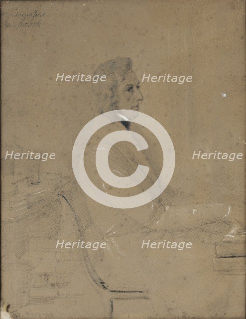 Frédéric Chopin at piano. Artist: Götzenberger, Jakob (1802-1866)