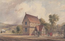 Tudor Style Rural Train Station and Railroad Crossing, 1844-77. Creator: John Connell Ogle.