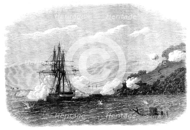 H.M.S. Rinaldo bombarding Salangore, in the Strait of Malacca, 1871. Creator: Unknown.