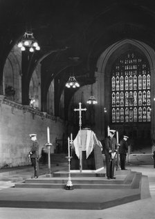 Sir Winston Churchill (1874-1965) lying in state, Westminster Hall, London, 1965. Artist: Unknown