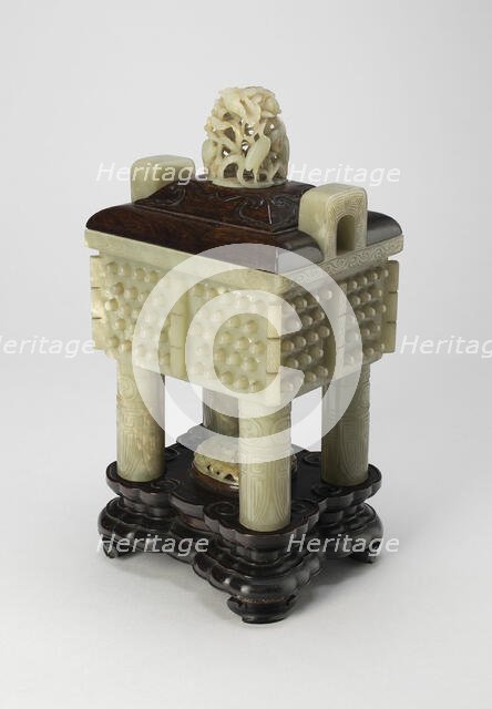 Censer in the Form of an Ancient Bronze Rectangular Cauldron (Fangding), Qing dynasty (1644-1911). Creator: Unknown.