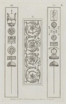 Panels of Ornament, nos. IIII-VI ("Designs for Various Ornaments," pl. 2), May 1, 1777. Creator: Michelangelo Pergolesi.