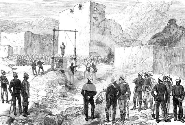 The War in Afghanistan: execution of the Kotwal of Cabul, Oct. 26, outside the Residency, 1880. Creator: Unknown.