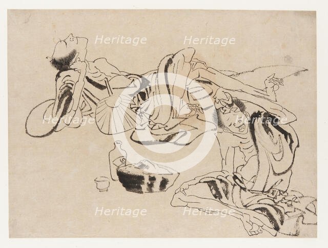 Summer sake sippers, late 18th-early 19th century. Creator: Hokusai.