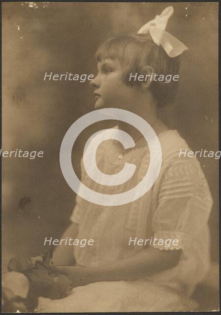 Portrait of a Young Girl with Flowers in Lap, 1907-1943. Creator: Louis Fleckenstein.