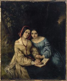Portraits of Héloïse and Anaïs Colin, by themselves, 1836. Creators: Adèle-Anaïs Colin, Heloise Leloir.