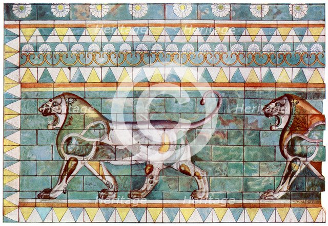 The lion frieze from King Darius' winter palace at Susa, Iran, 1933-1934. Artist: Unknown