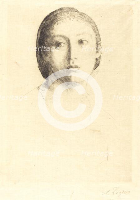 Head of a Young Girl (Tete de jeune fille). Creator: Alphonse Legros.