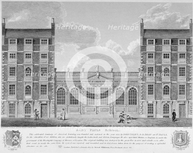 St Paul's School, City of London, 1825. Artist: Bartholomew Howlett