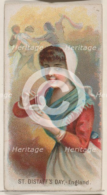 Saint Distaff's Day, England, from the Holidays series (N80) for Duke brand cigarettes, 1890., 1890. Creator: George S. Harris & Sons.